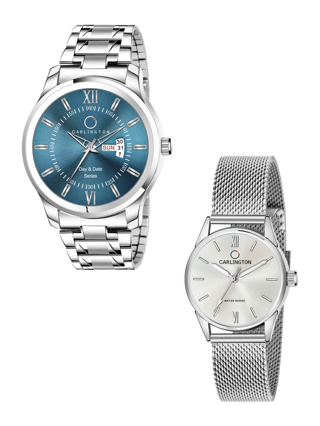 CARLINGTON Unisex Silver-Toned Dial & Silver Toned Stainless Steel Bracelet Style Straps Analogue Watch, Blue
CARLINGTON Unisex Silver-Toned Dial & Silver Toned Stainless Steel Bracelet Style Straps Analogue Watch, Blue