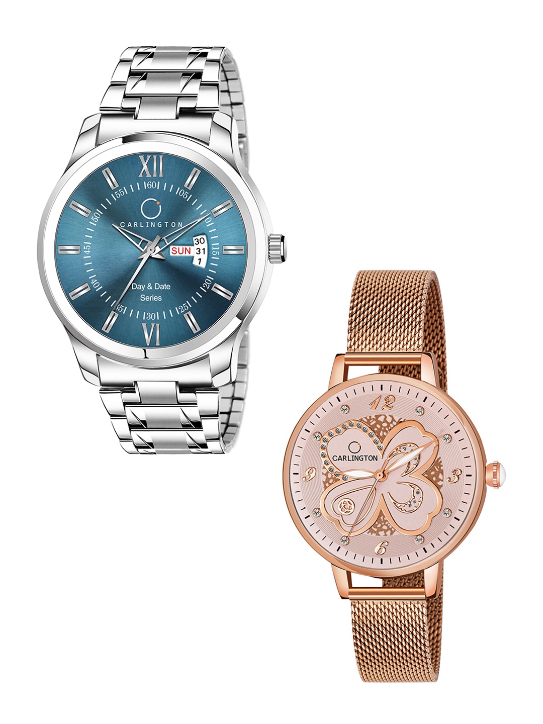 CARLINGTON Blue & Rose Gold Stainless Steel Bracelet Style His & Her Analogue Watch CT2019
CARLINGTON Blue & Rose Gold Stainless Steel Bracelet Style His & Her Analogue Watch CT2019
