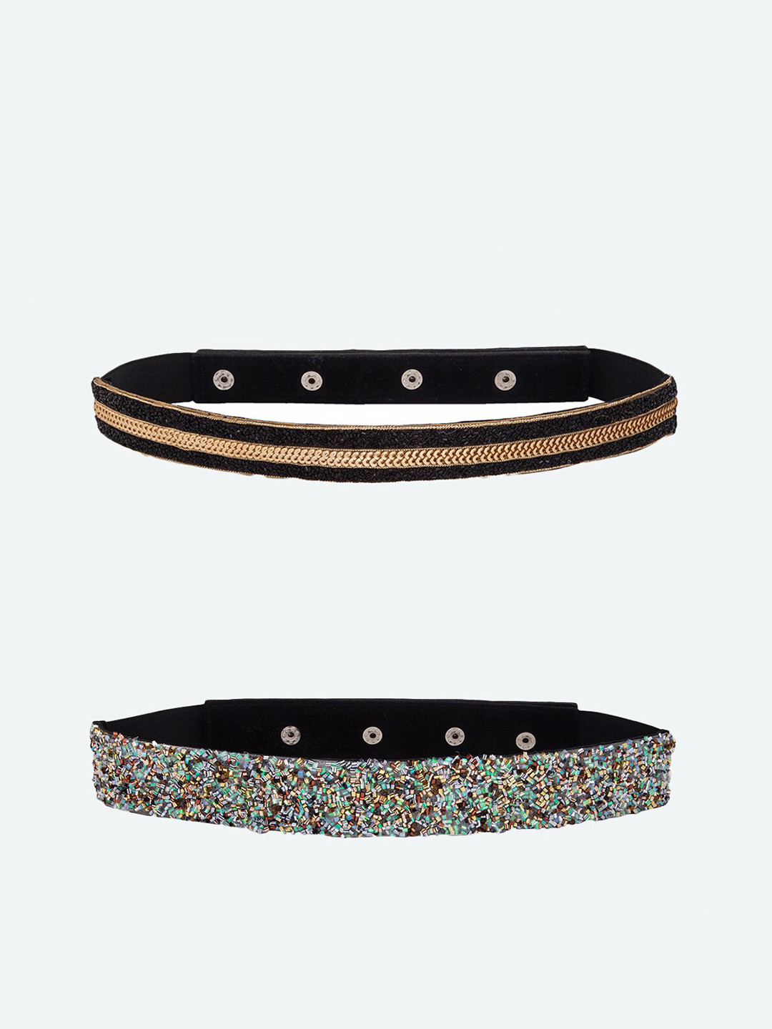 DEEBACO Women Multicoloured & Golden Pack Of 2 Sequinned Embellished Party Belt, Silver
DEEBACO Women Multicoloured & Golden Pack Of 2 Sequinned Embellished Party Belt, Silver