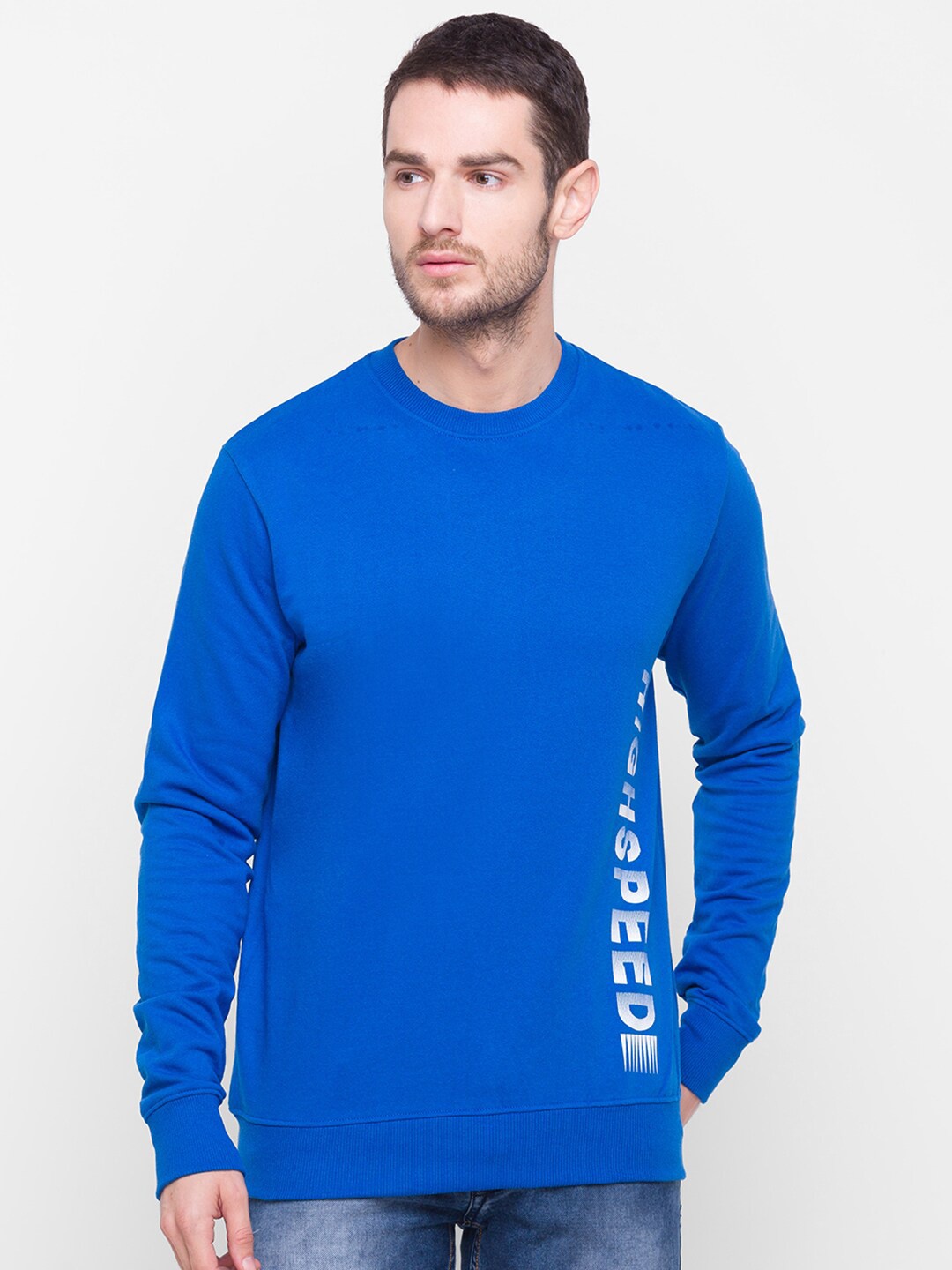 Globus Men Blue Printed Sweatshirt