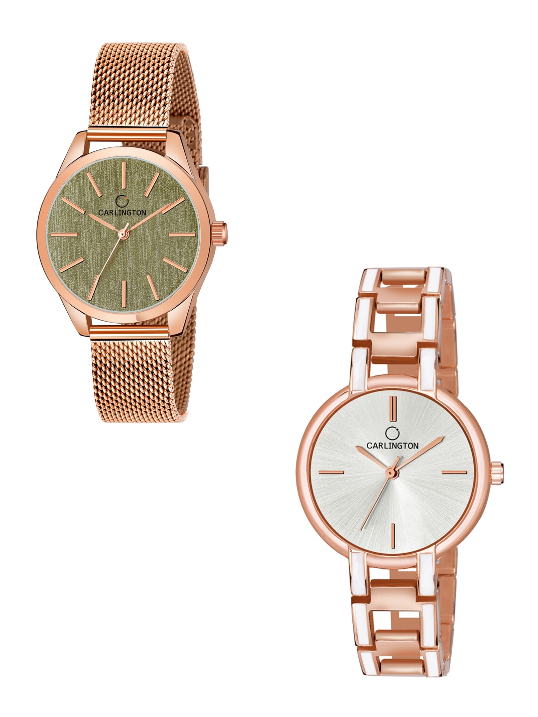 CARLINGTON Women Set of 2 Stainless Steel Bracelet Style Straps Analogue Watch, Multi
CARLINGTON Women Set of 2 Stainless Steel Bracelet Style Straps Analogue Watch, Multi