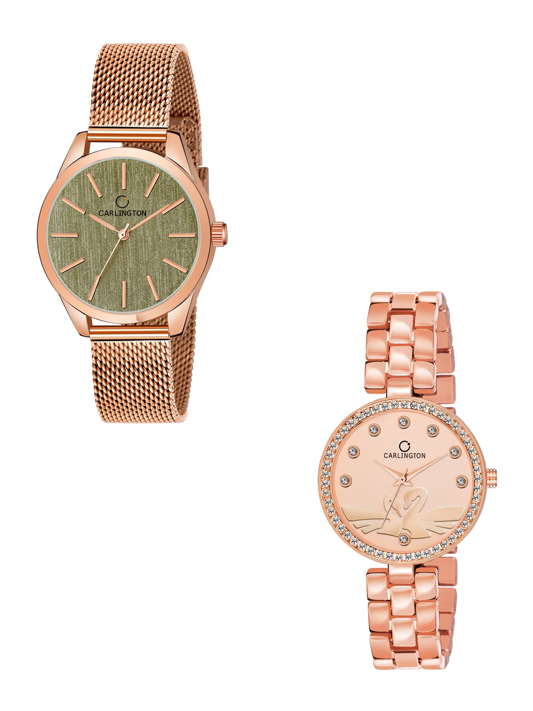 CARLINGTON Women Set of 2 Stainless Steel Bracelet Style Straps Watches CT2001, Multi
CARLINGTON Women Set of 2 Stainless Steel Bracelet Style Straps Watches CT2001, Multi