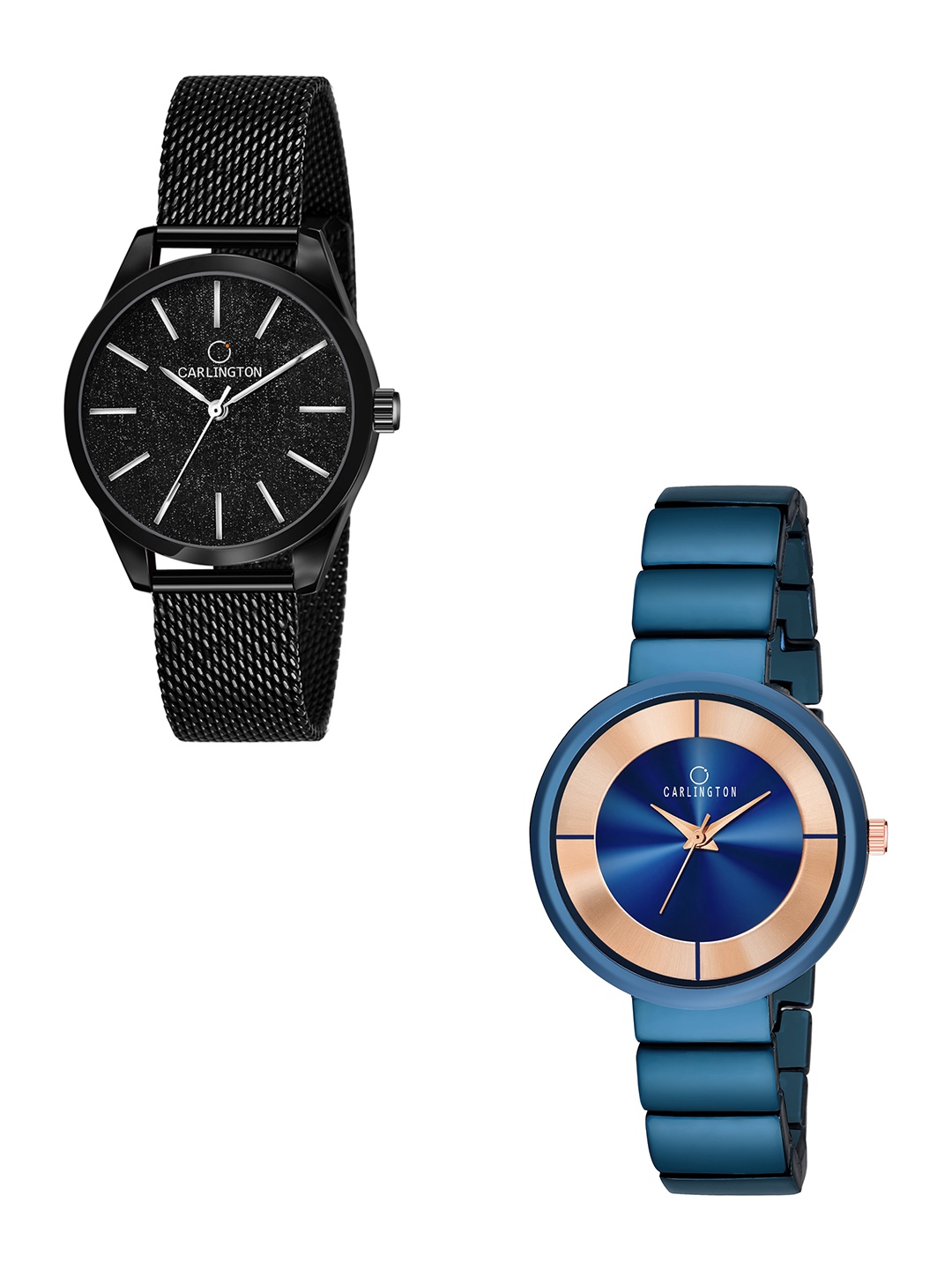 CARLINGTON Women Blue & Black Pack Of 2 Embellished Steel Bracelet Style Straps Watch, Multi
CARLINGTON Women Blue & Black Pack Of 2 Embellished Steel Bracelet Style Straps Watch, Multi