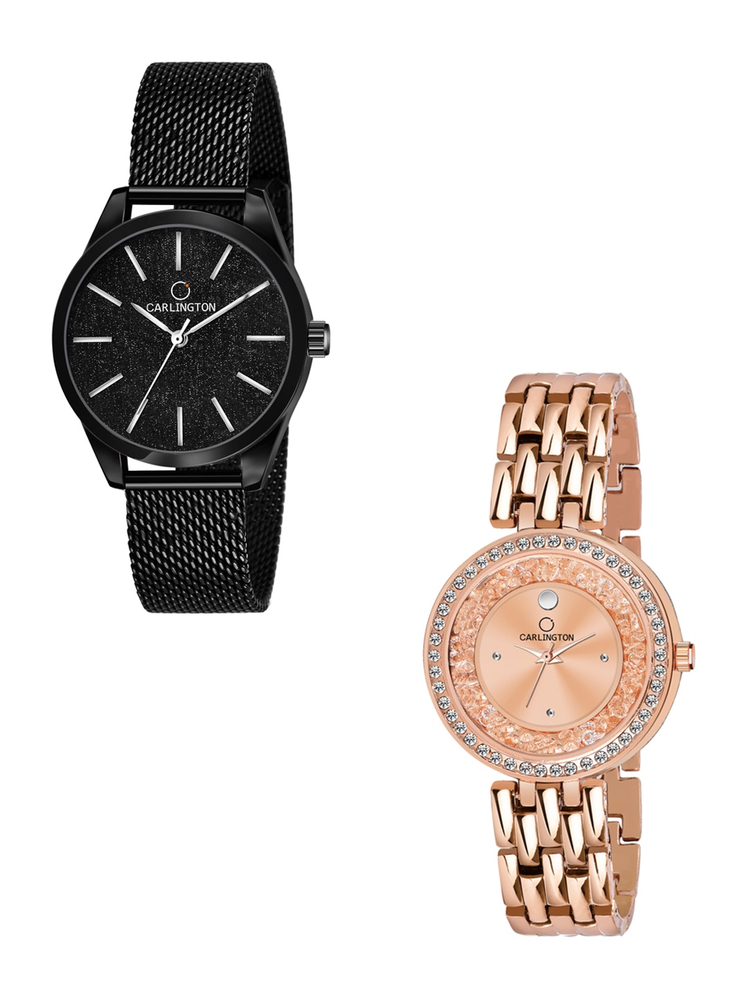 CARLINGTON Women Set of 2 Embellished Dial & Stainless Steel Bracelet Style Straps Watch, Multi
CARLINGTON Women Set of 2 Embellished Dial & Stainless Steel Bracelet Style Straps Watch, Multi