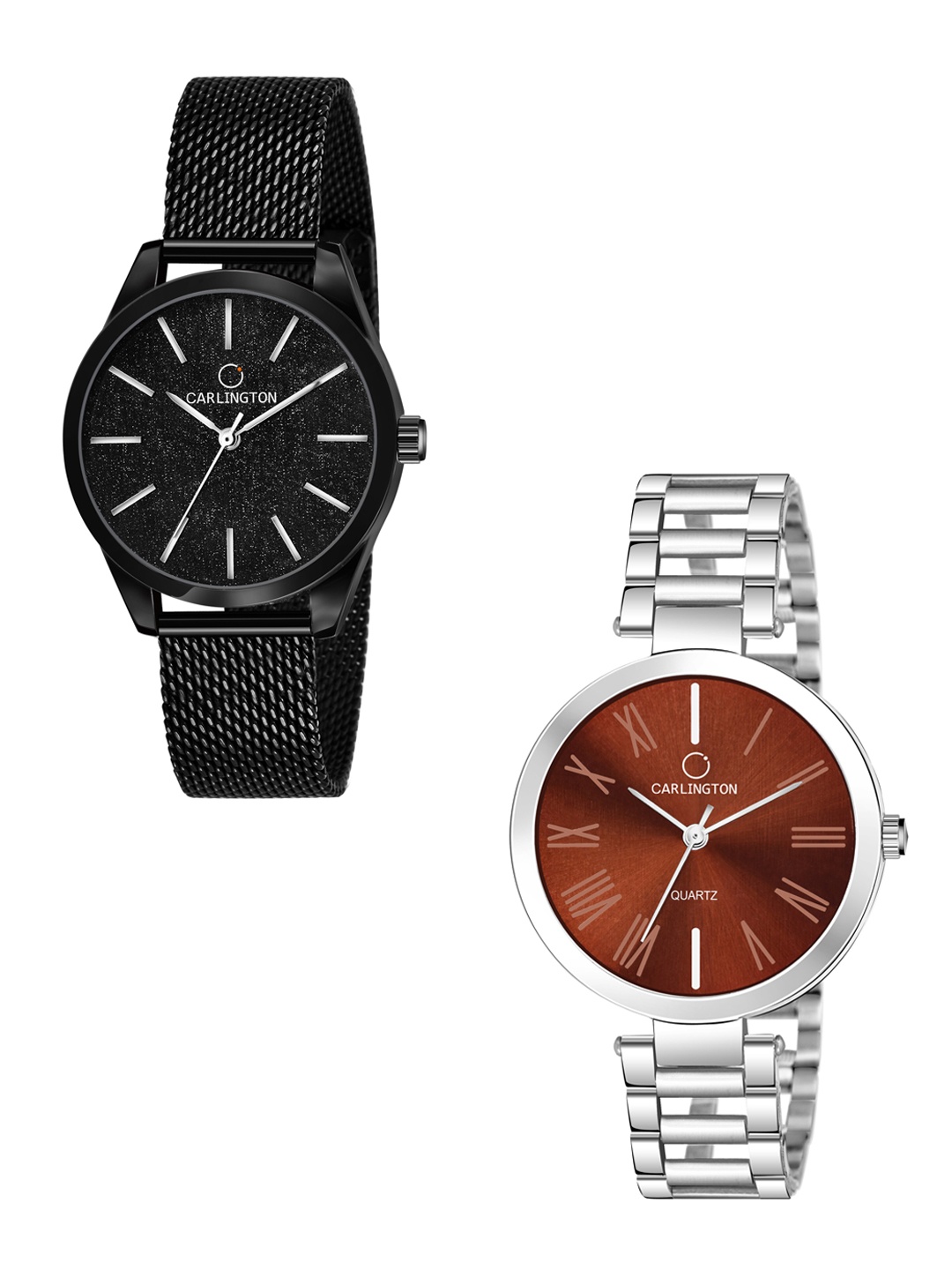 CARLINGTON Women Set of 2 Stainless Steel Bracelet Style Straps Analogue Watch, Multi
CARLINGTON Women Set of 2 Stainless Steel Bracelet Style Straps Analogue Watch, Multi