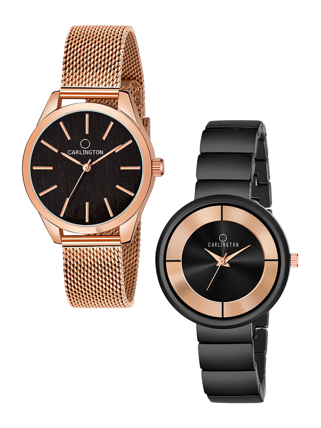 CARLINGTON Women Set Of 2 Stainless Steel Analogue Watch CT2001 RoseBlack-Platina Black, Rose gold
CARLINGTON Women Set Of 2 Stainless Steel Analogue Watch CT2001 RoseBlack-Platina Black, Rose gold