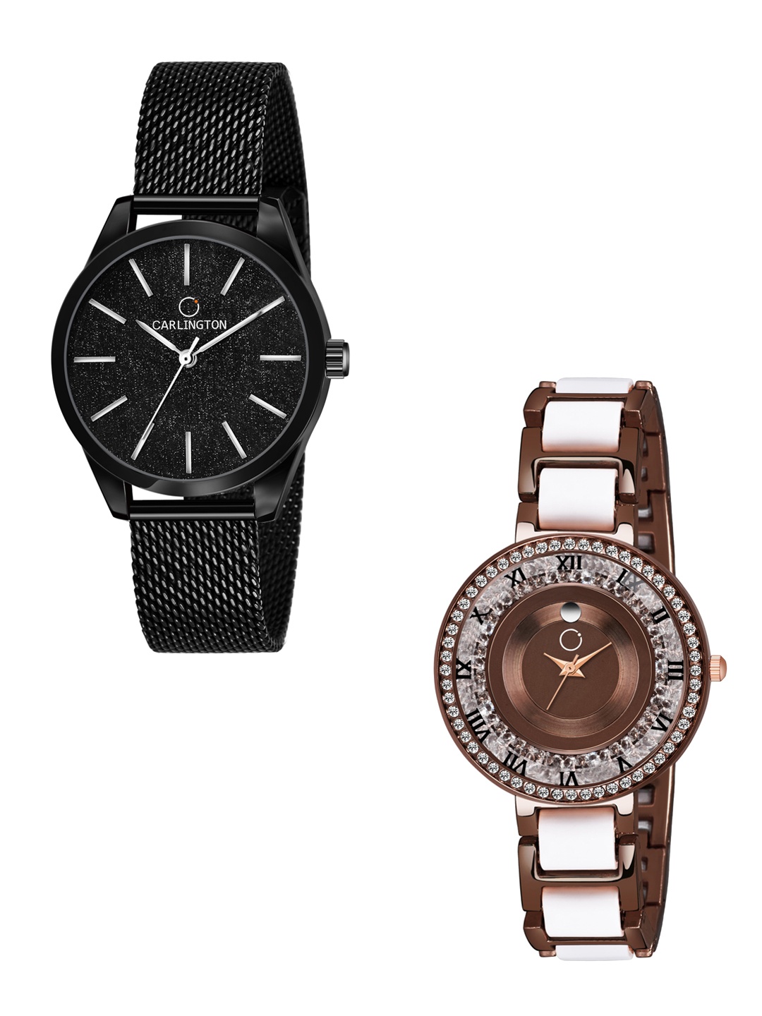 CARLINGTON Women Black & Brown Set of 2 Stainless Steel Bracelet Style Analogue Watch
CARLINGTON Women Black & Brown Set of 2 Stainless Steel Bracelet Style Analogue Watch