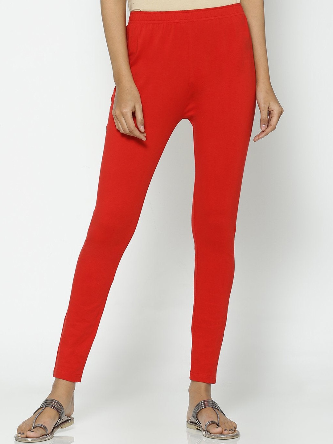 Saaki Women Red Solid Churidar Leggings