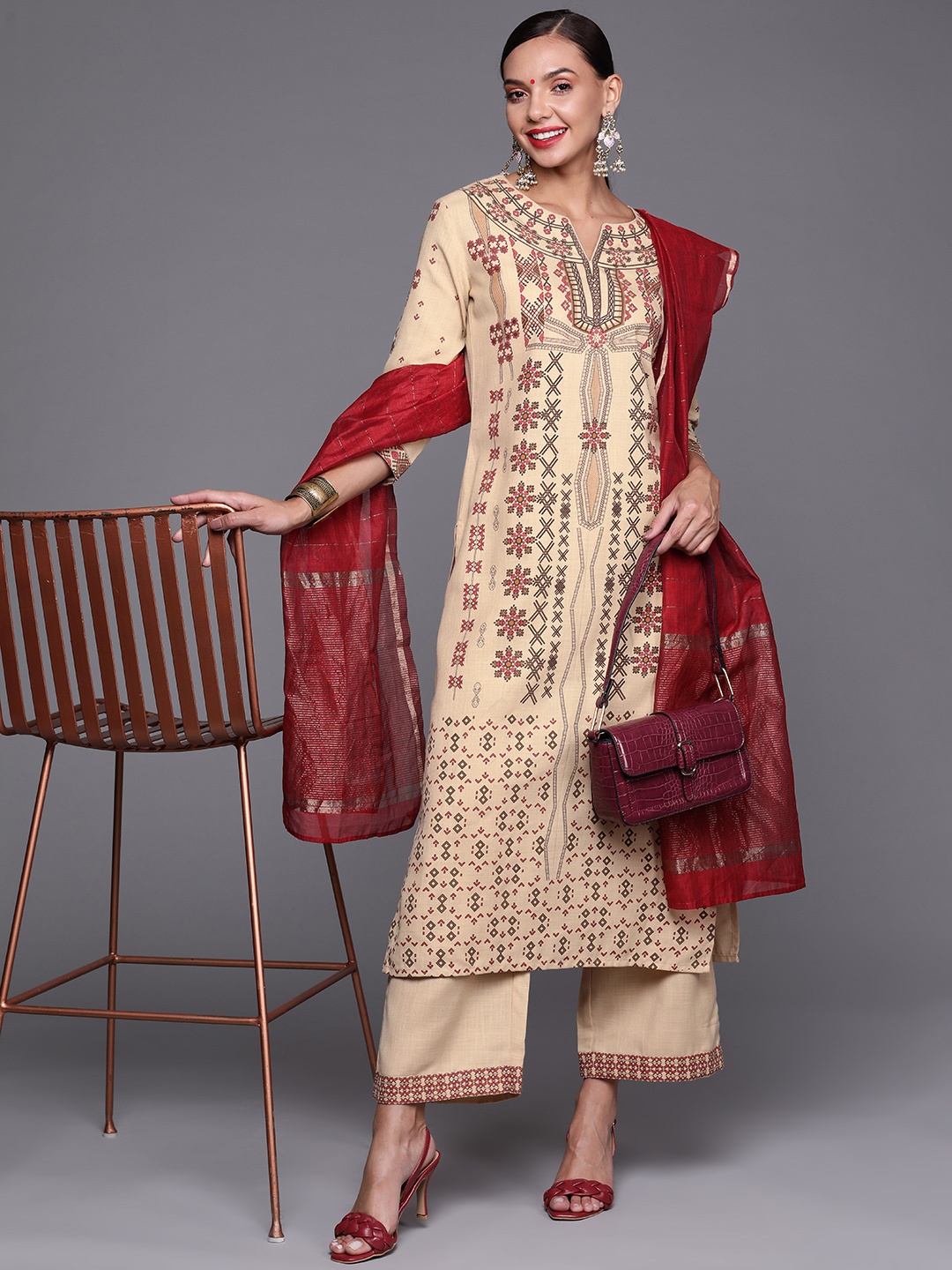Indo Era Women Yellow & Red Ethnic Motifs Printed Kurta with Palazzos & With Dupatta
Indo Era Women Yellow & Red Ethnic Motifs Printed Kurta with Palazzos & With Dupatta