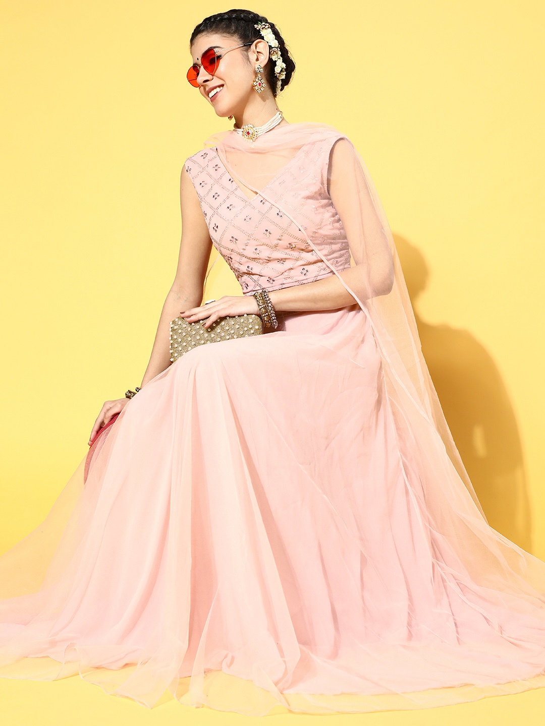 RedRound Pink Embroidered Sequinned Semi-Stitched Lehenga & Unstitched Blouse With Dupatta
RedRound Pink Embroidered Sequinned Semi-Stitched Lehenga & Unstitched Blouse With Dupatta