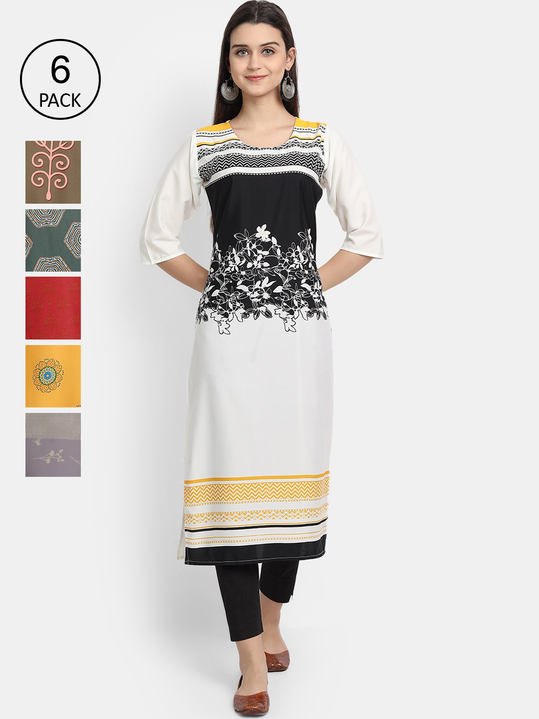 1 Stop Fashion Women Pack Of 6 Kurtas, Yellow 
1 Stop Fashion Women Pack Of 6 Kurtas, Yellow