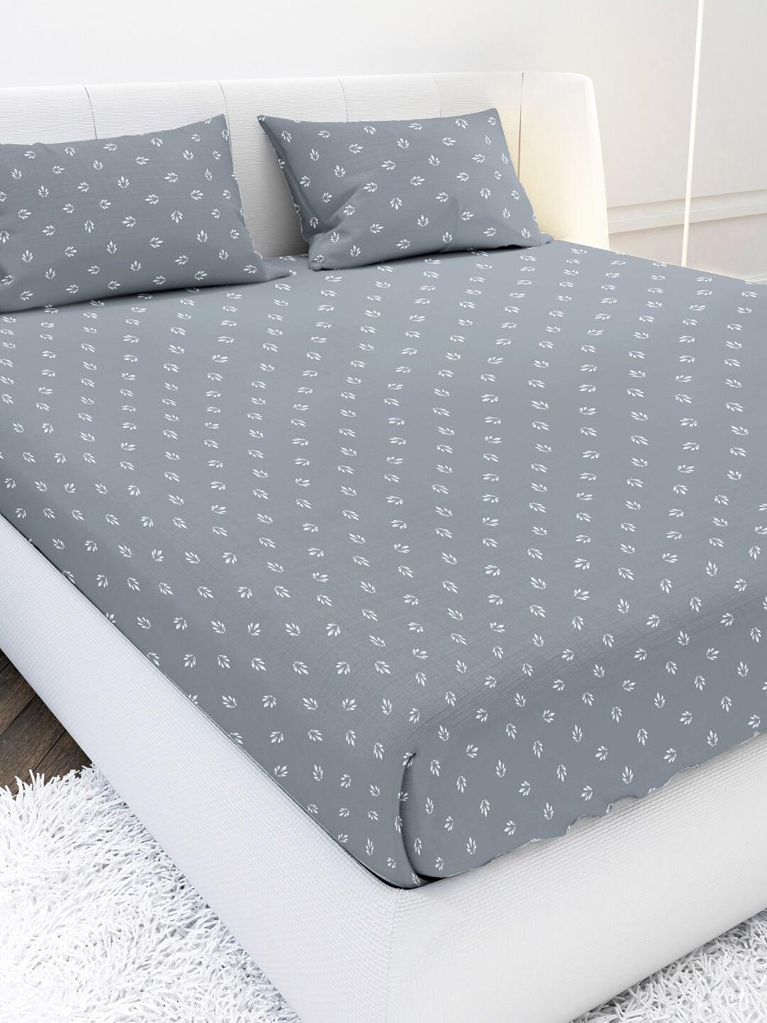 MAYFAIR HOMES LONDON Grey & White Cotton Floral 210 TC Queen Bedsheet with 2 Pillow Covers
MAYFAIR HOMES LONDON Grey & White Cotton Floral 210 TC Queen Bedsheet with 2 Pillow Covers
