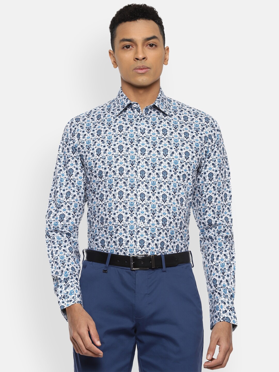 Van Heusen Men Navy Blue Floral Printed Casual Shirt