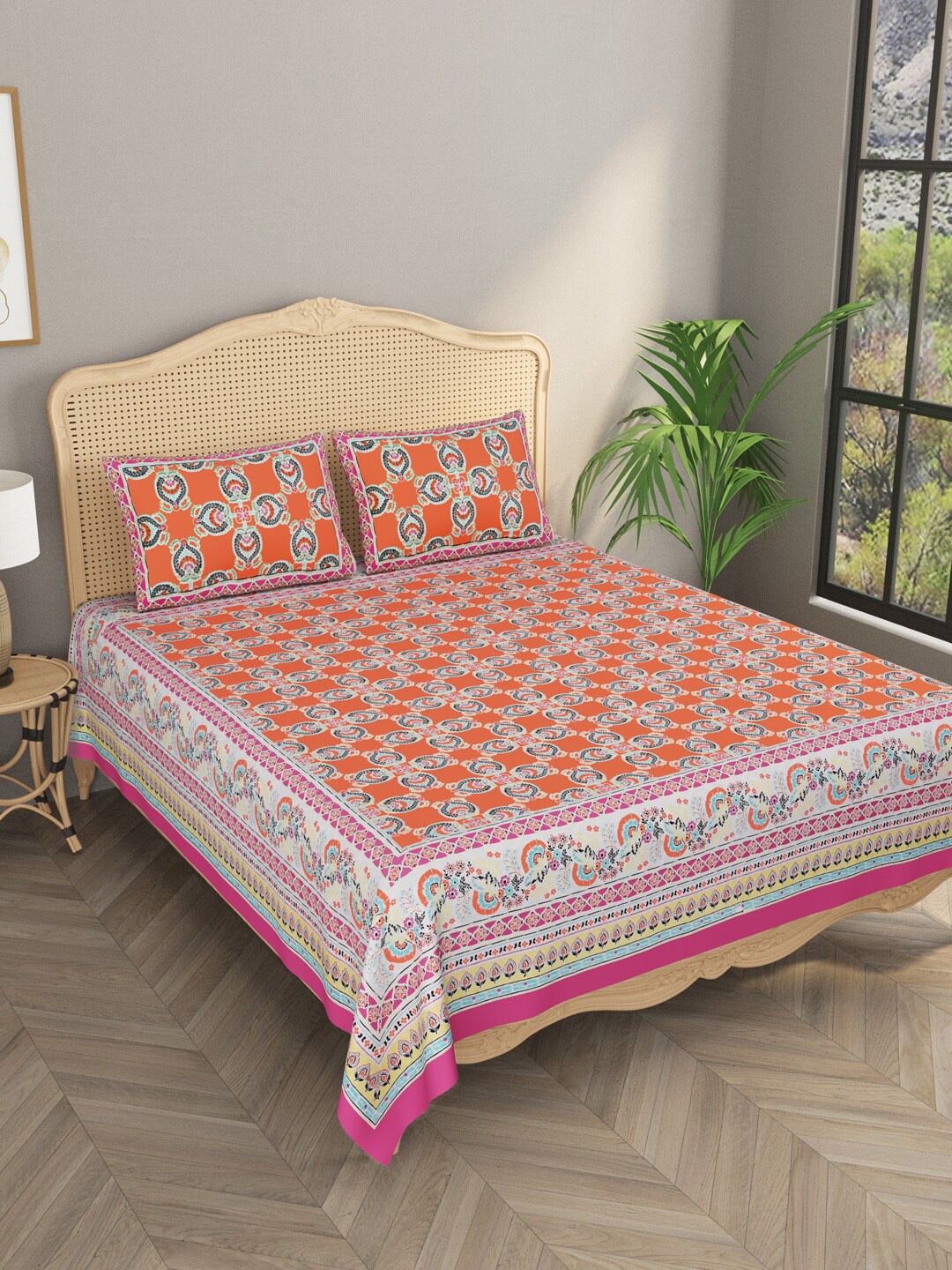 Gulaab Jaipur Orange & Blue Ethnic Motifs Cotton 600 TC King Bedsheet with 2 Pillow Covers
Gulaab Jaipur Orange & Blue Ethnic Motifs Cotton 600 TC King Bedsheet with 2 Pillow Covers