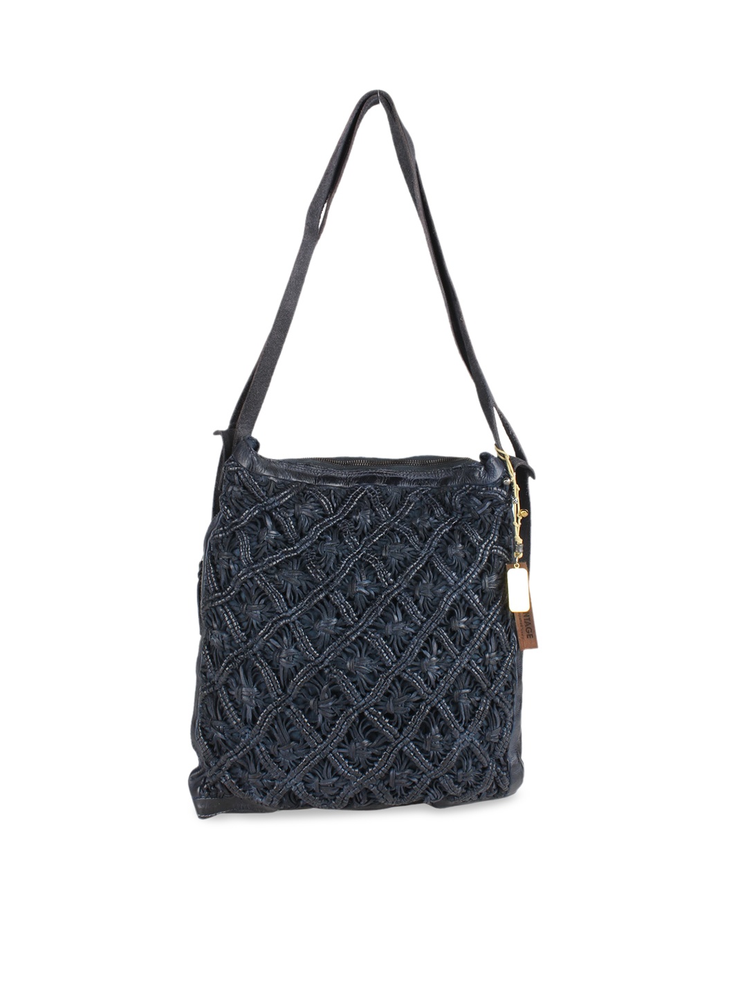 ART N VINTAGE Navy Blue Leather Oversized Shopper Cum Backpack with Macrame Weaving Bag
ART N VINTAGE Navy Blue Leather Oversized Shopper Cum Backpack with Macrame Weaving Bag