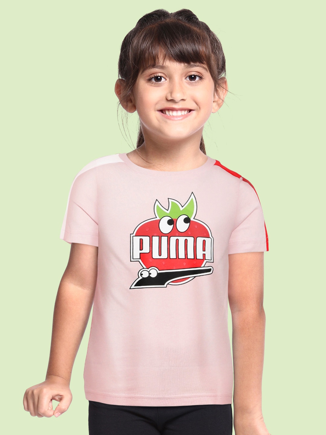 Puma Unisex Kids Chalk Pink Graphic Printed Pure Cotton Fruitmates Regular Fit T-shirt
Puma Unisex Kids Chalk Pink Graphic Printed Pure Cotton Fruitmates Regular Fit T-shirt