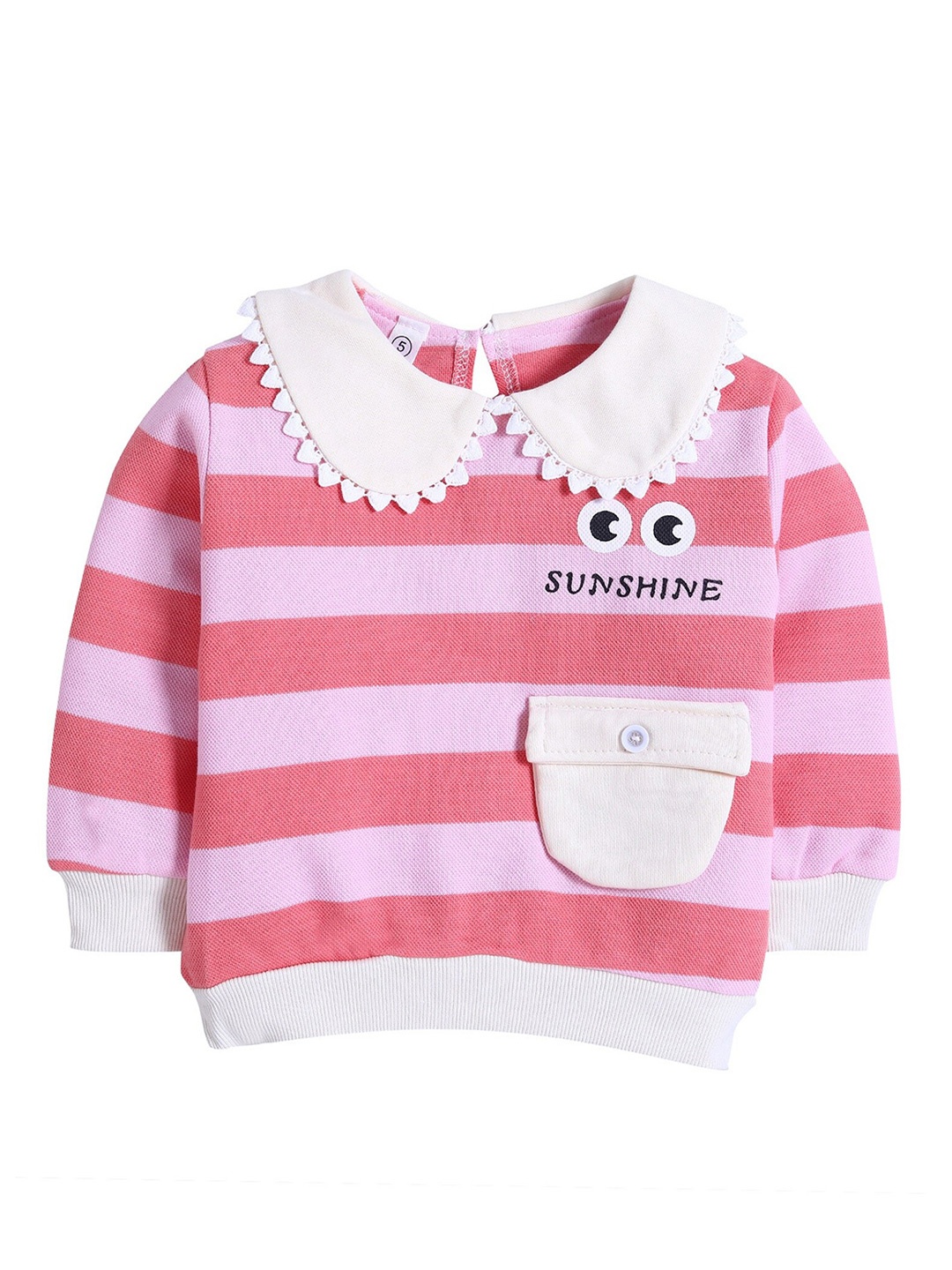 Hopscotch Girls Pink Striped Sweatshirt