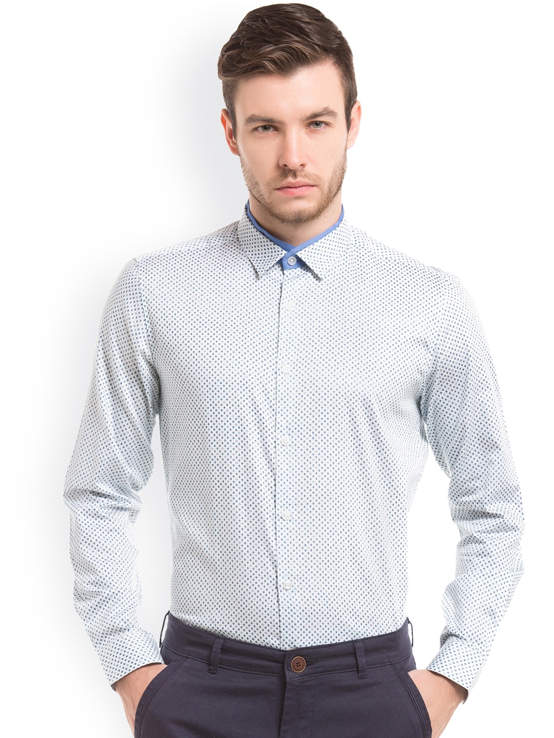 True Blue Men Blue Slim Fit Printed Casual Shirt