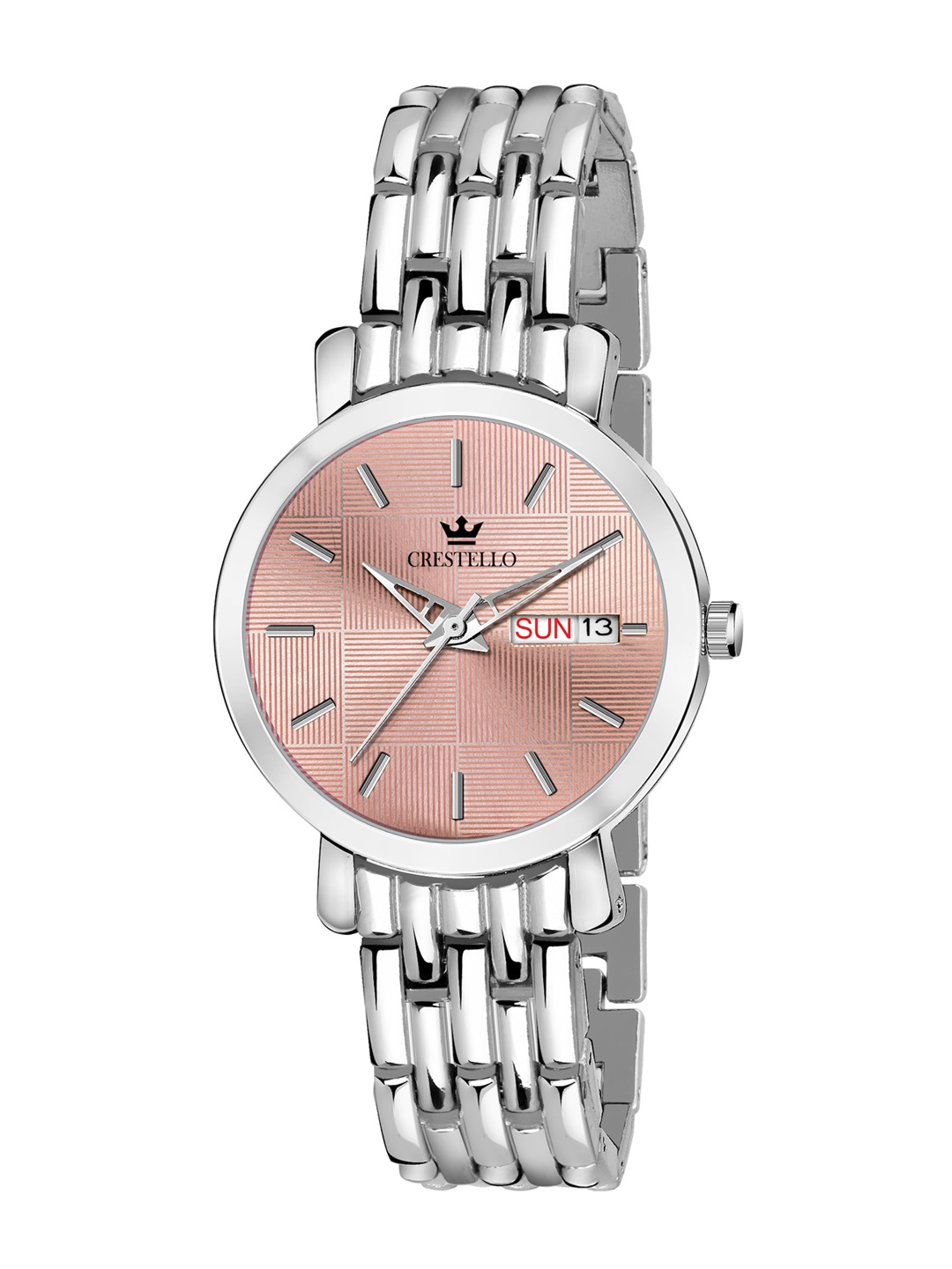 CRESTELLO Women Pink Brass Dial & Silver Toned Bracelet Style Straps Analogue Watch CR-L110-PNK
CRESTELLO Women Pink Brass Dial & Silver Toned Bracelet Style Straps Analogue Watch CR-L110-PNK