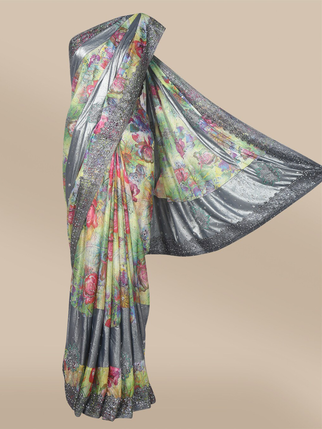 The Chennai Silks Multicoloured Floral Beads and Stones Saree, Multi
The Chennai Silks Multicoloured Floral Beads and Stones Saree, Multi