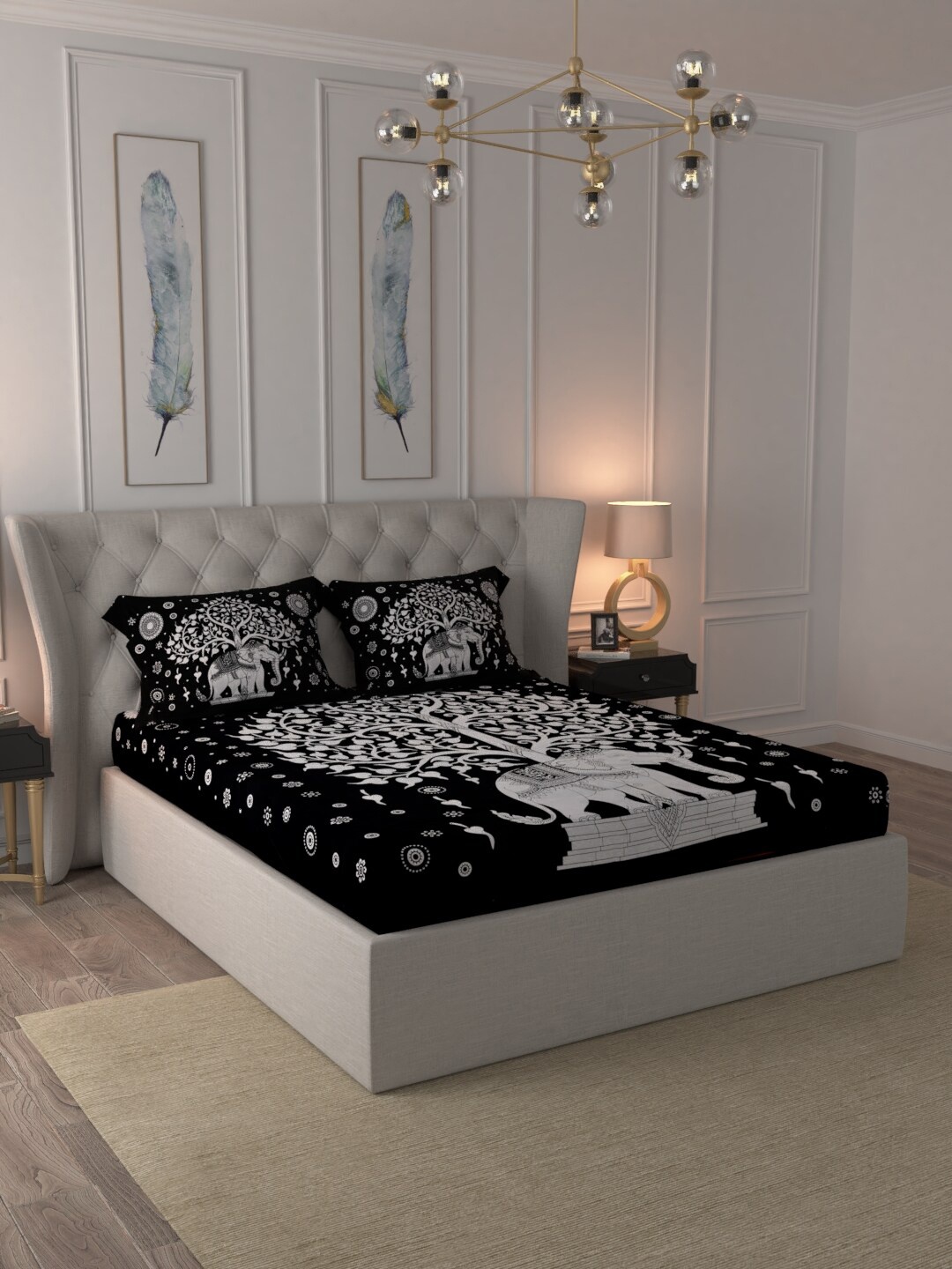JAIPUR FABRIC White & Black Conversational 150 TC Queen Bedsheet with 2 Pillow Covers
JAIPUR FABRIC White & Black Conversational 150 TC Queen Bedsheet with 2 Pillow Covers