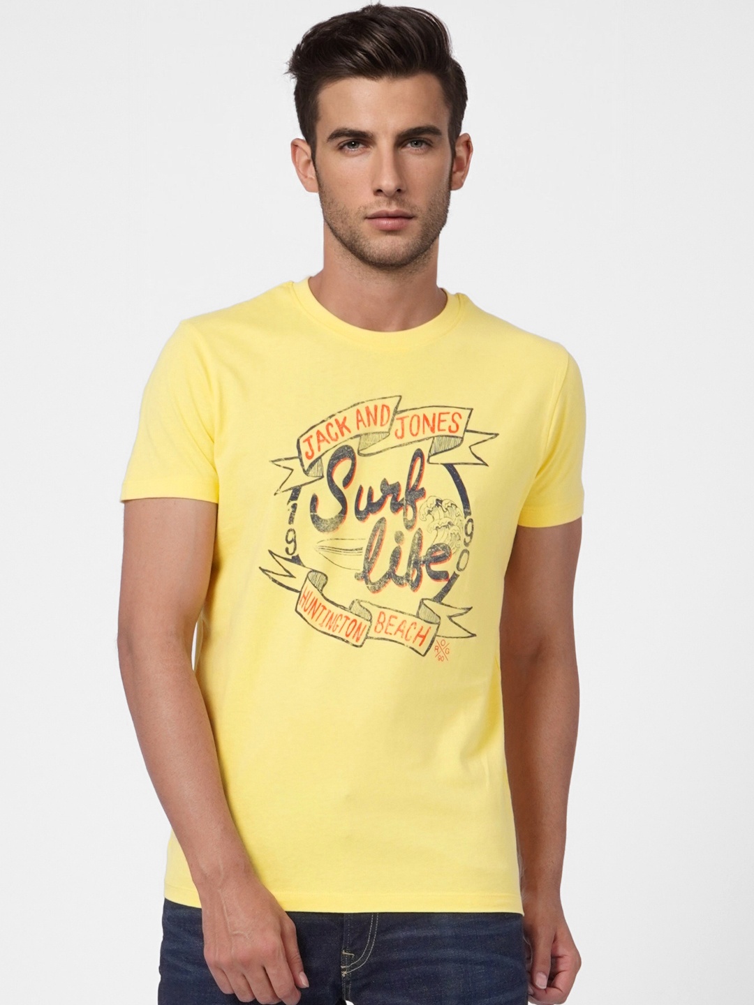 Jack & Jones Men Yellow & Multicoloured Printed Slim Fit Pure Cotton Casual T-shirt
Jack & Jones Men Yellow & Multicoloured Printed Slim Fit Pure Cotton Casual T-shirt