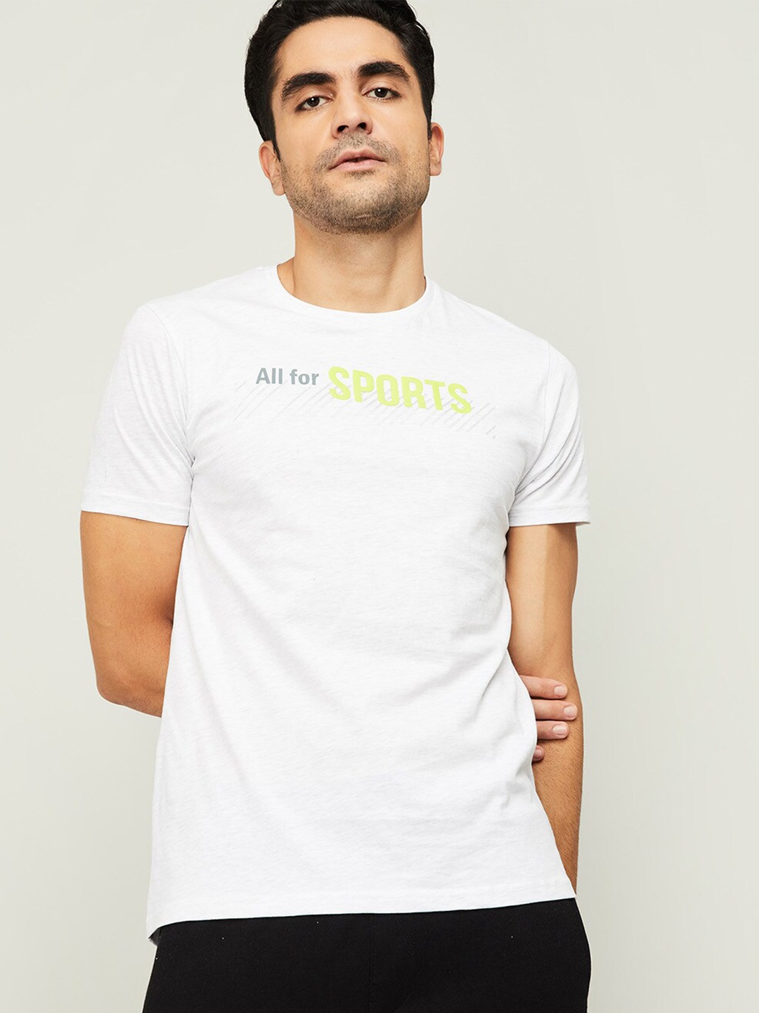 Kappa Men White Typography Printed Slim Fit T-shirt