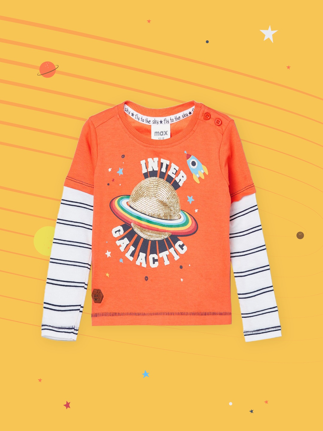 max Boys Orange Printed T-shirt