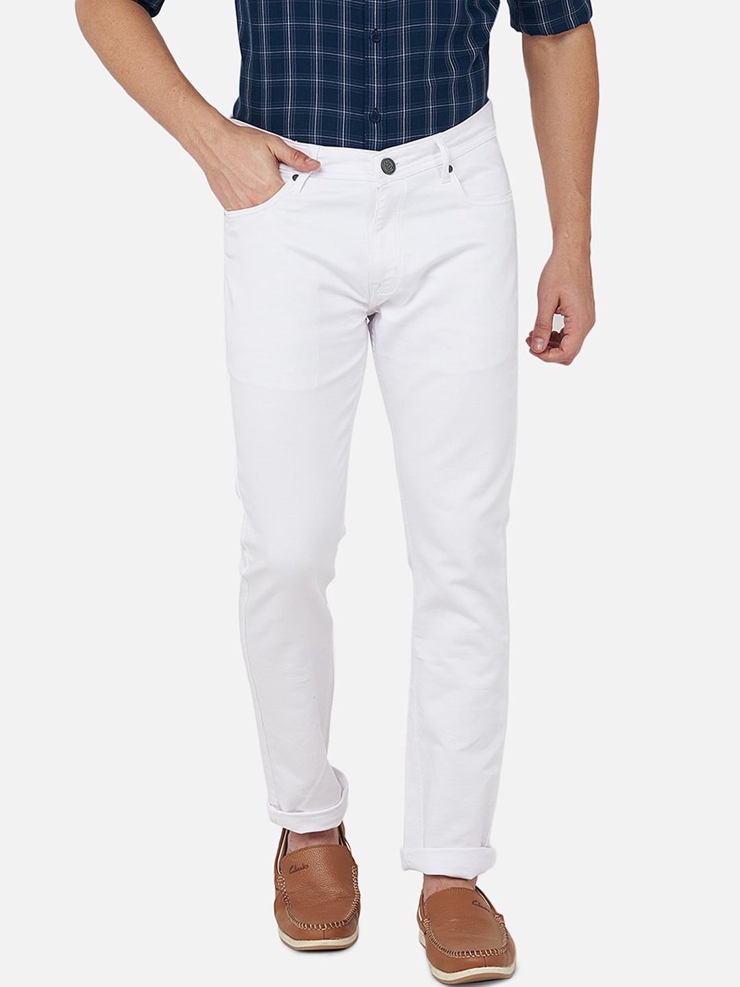 Oxemberg Men White Lean Slim Fit Jeans