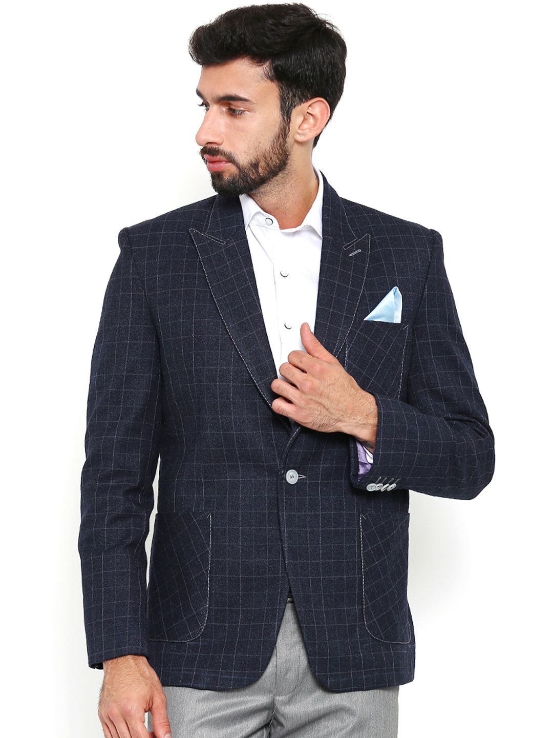 Shaftesbury London Navy & White Checked Regular Fit Single-Breasted Formal Pure Cotton Blazer, Navy blue
Shaftesbury London Navy & White Checked Regular Fit Single-Breasted Formal Pure Cotton Blazer, Navy blue