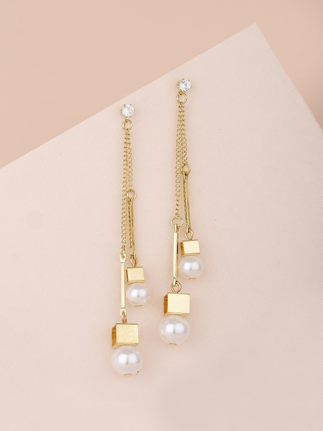 Carlton London Gold-Toned & Off White Stone Studded & Beaded Contemporary Drop Earrings
Carlton London Gold-Toned & Off White Stone Studded & Beaded Contemporary Drop Earrings