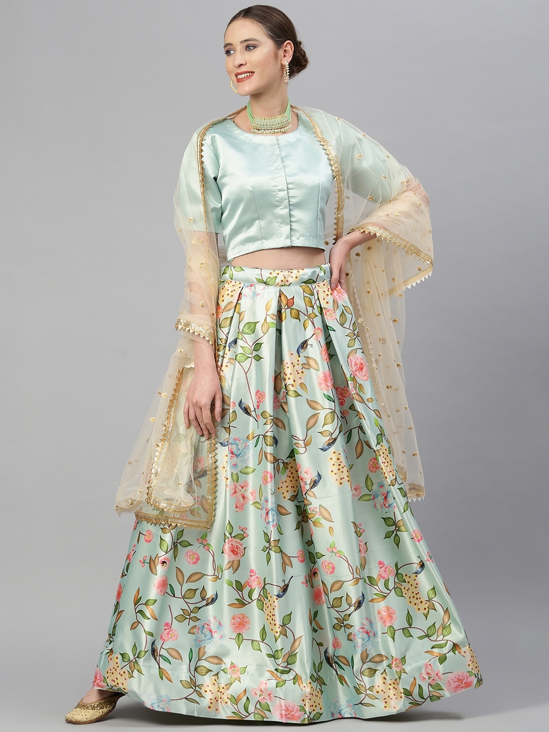 Readiprint Fashions Blue & Gold-Toned Semi-Stitched Lehenga & Unstitched Blouse With Dupatta
Readiprint Fashions Blue & Gold-Toned Semi-Stitched Lehenga & Unstitched Blouse With Dupatta