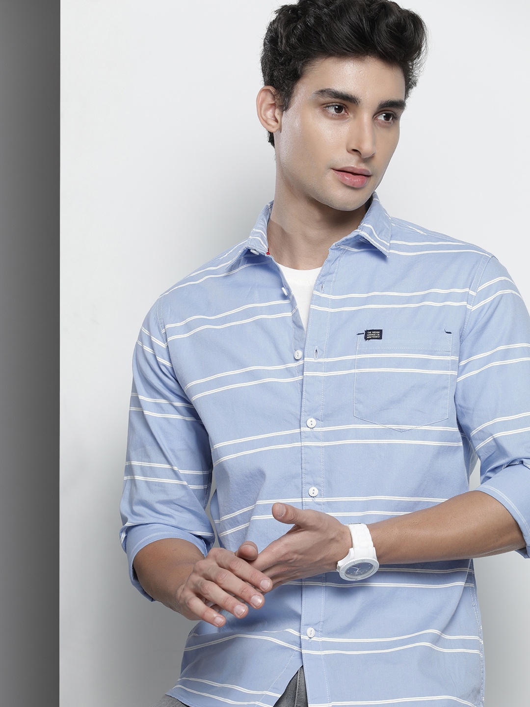 The Indian Garage Co Men Blue & White Horizontal Stripes Striped Cotton Casual Shirt
The Indian Garage Co Men Blue & White Horizontal Stripes Striped Cotton Casual Shirt