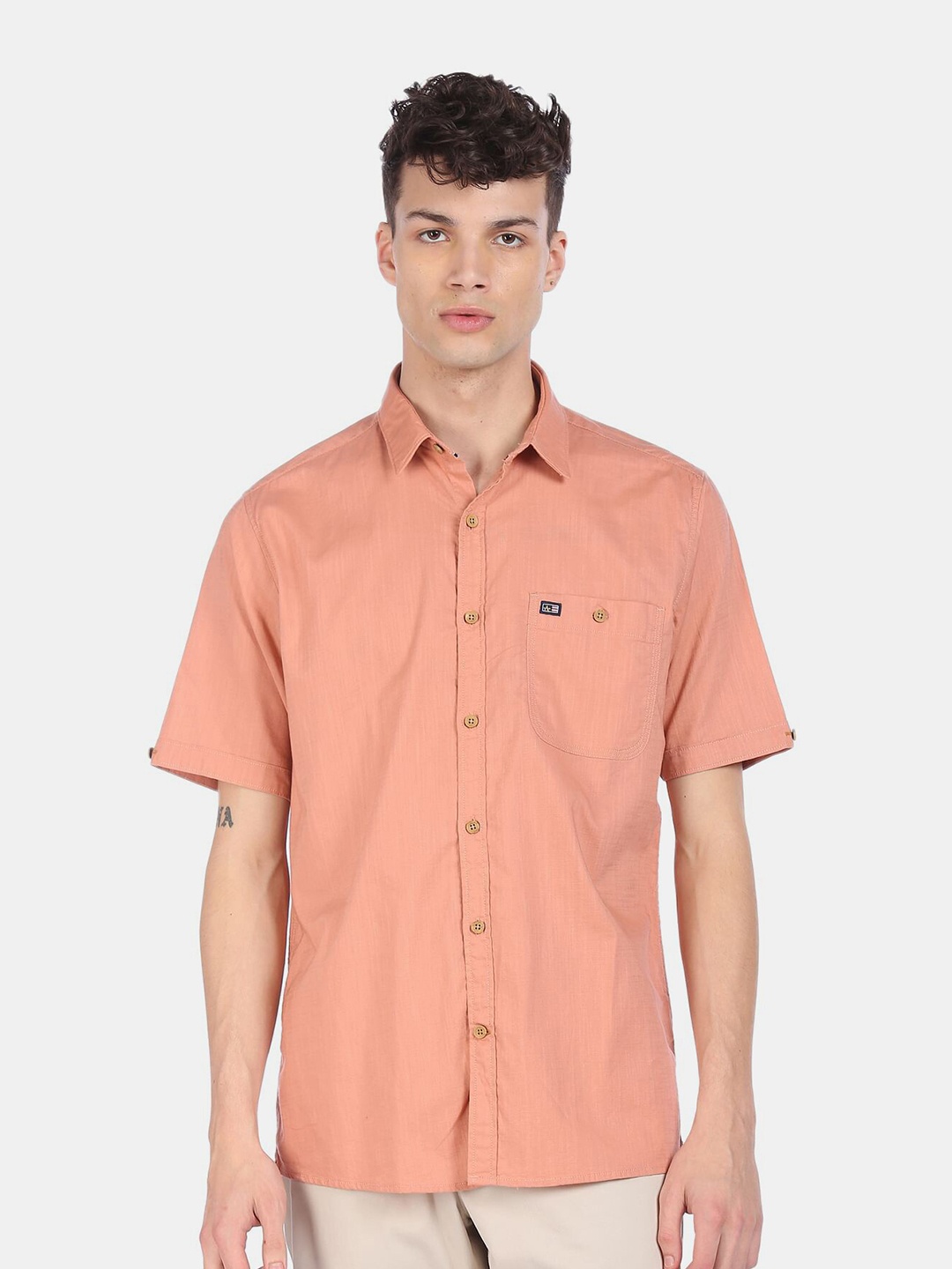 Arrow Men Coral Pure Cotton Casual Shirt