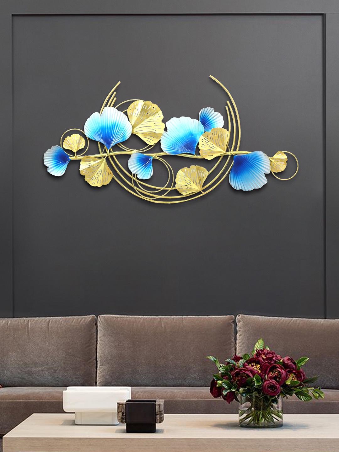 Aapno Rajasthan Gold-Toned & Blue Half Moon Wall Decor