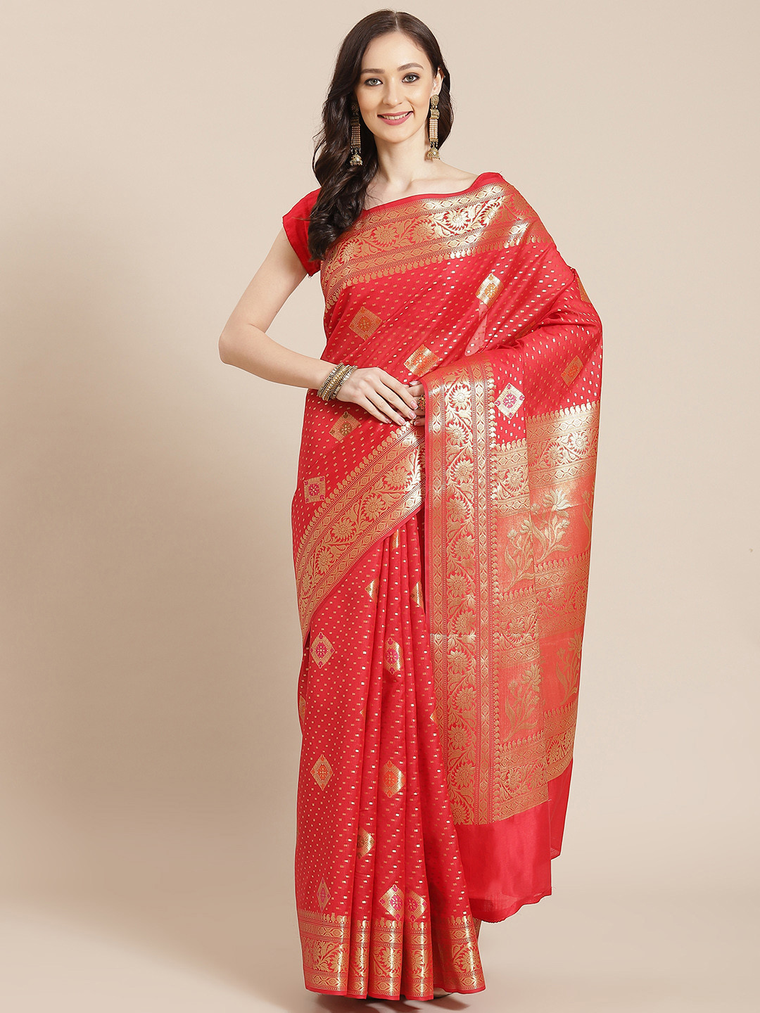 Banarasi Style Women Red & Golden Woven Design Banarasi Saree
Banarasi Style Women Red & Golden Woven Design Banarasi Saree