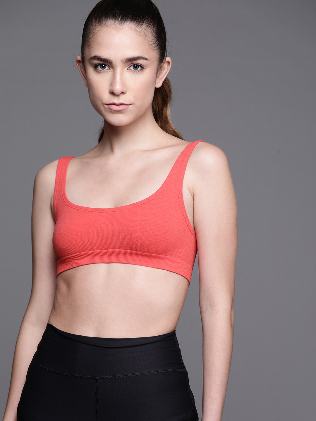 Inddus Peach-Coloured Non Wired Non Padded Seamless Bra Top