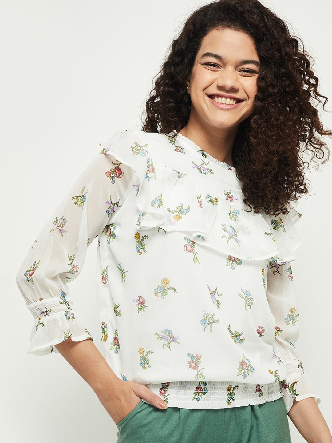 max White Floral Print Top