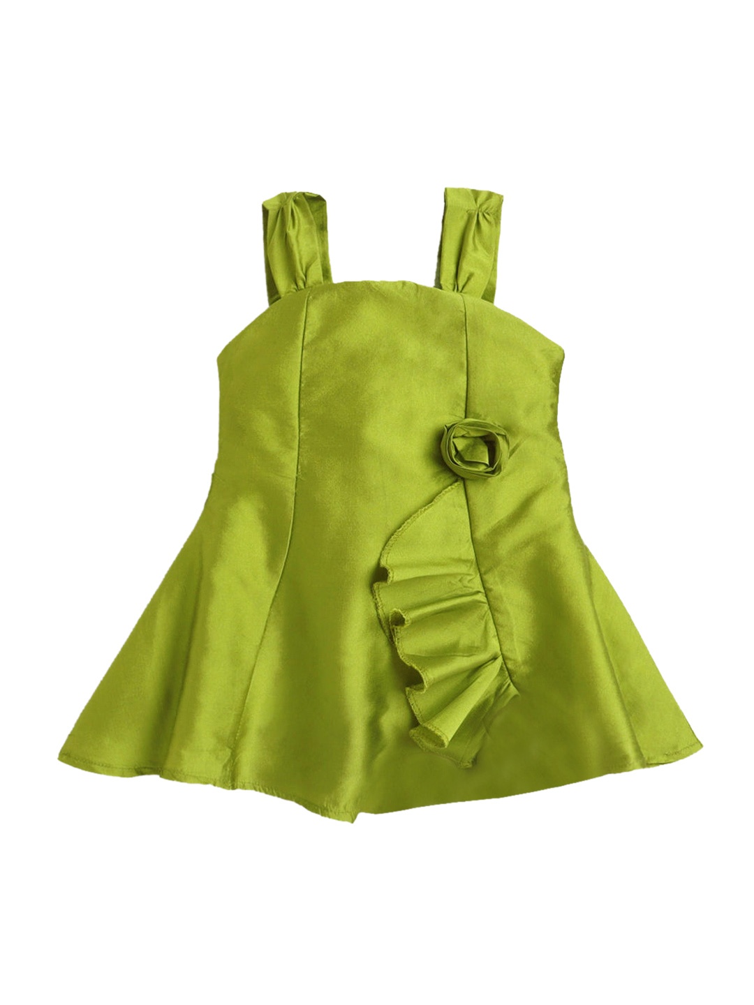 Hopscotch Girls Green Ruffled A-Line Dress