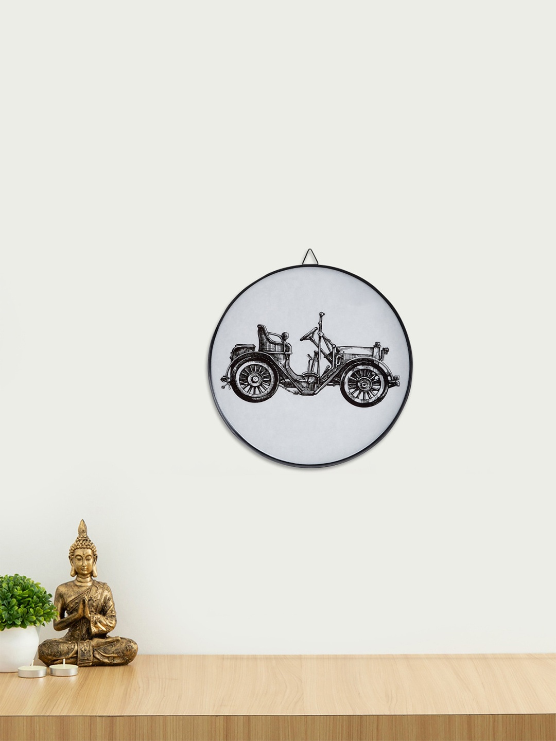 Home Centre Off White & Black Printed Metal Wall Decor