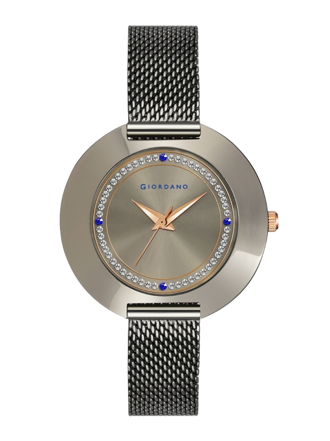 GIORDANO Women Grey Brass Embellished Dial & Gunmetal Toned Bracelet Style Straps Analogue Watch
GIORDANO Women Grey Brass Embellished Dial & Gunmetal Toned Bracelet Style Straps Analogue Watch