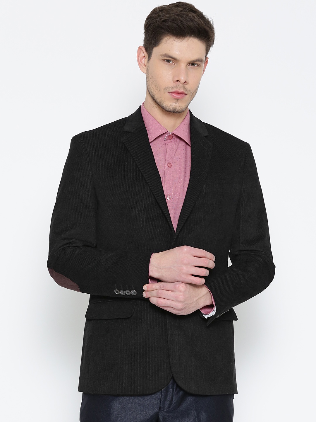 John Players Black Slim Fit Corduroy Blazer