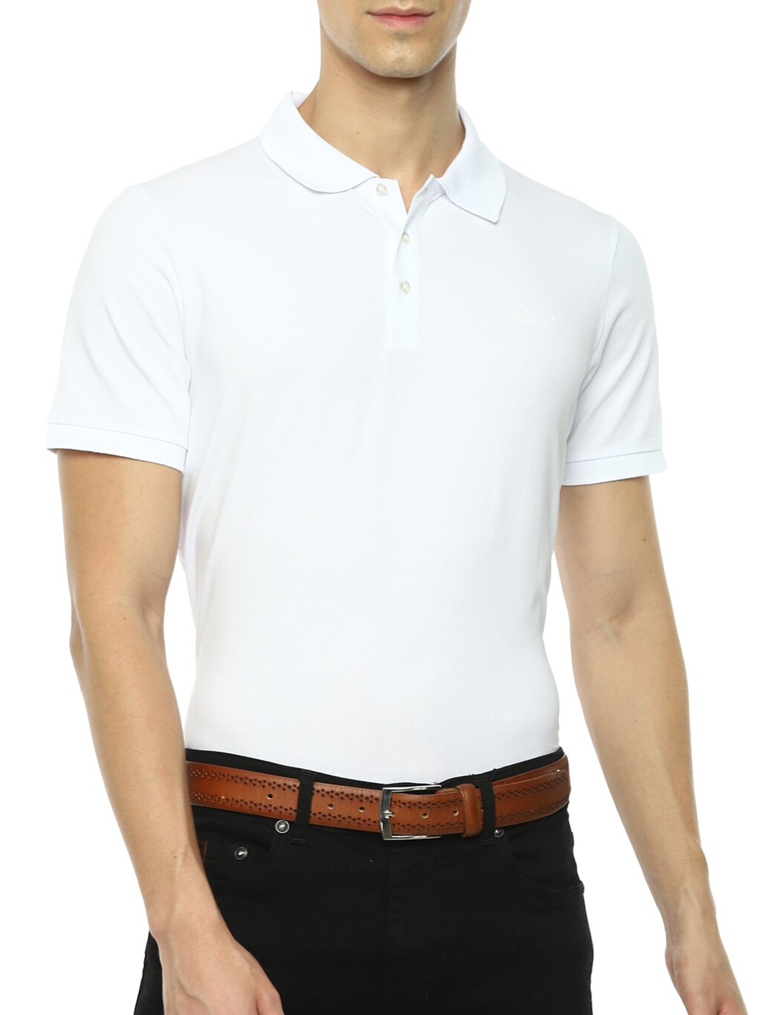 LAGERFELD Men White Cotton Polo Collar T-shirt
LAGERFELD Men White Cotton Polo Collar T-shirt