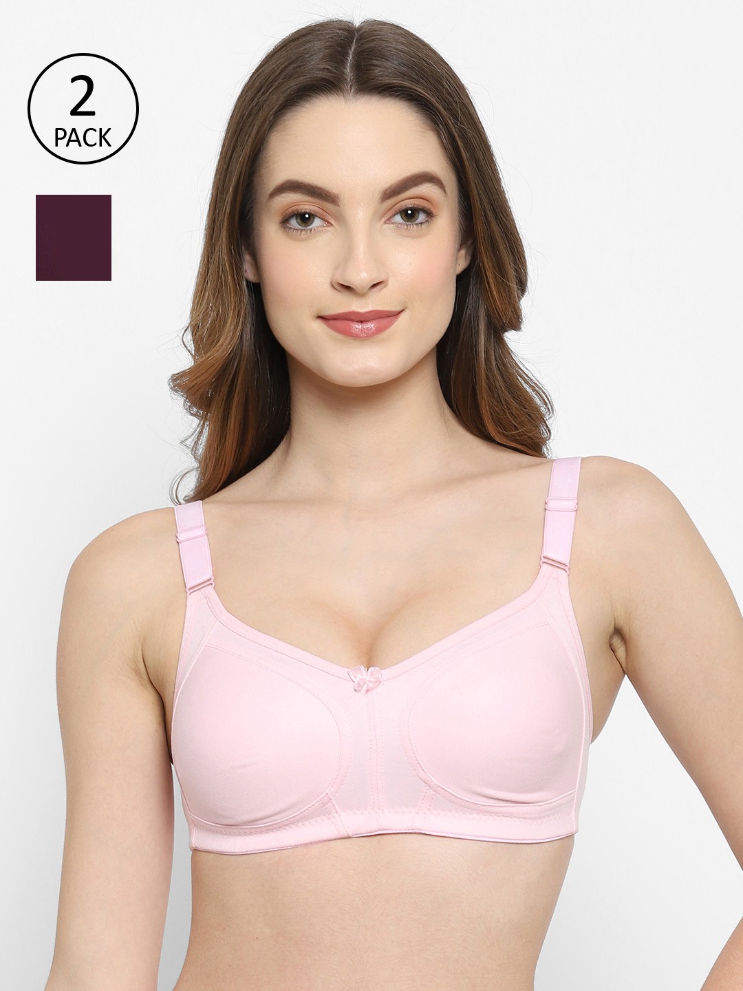 Floret Pack of 2 Non Padded Non-Wired Cotton Full Coverage Everyday Bra With Moulded Cups, Pink
Floret Pack of 2 Non Padded Non-Wired Cotton Full Coverage Everyday Bra With Moulded Cups, Pink