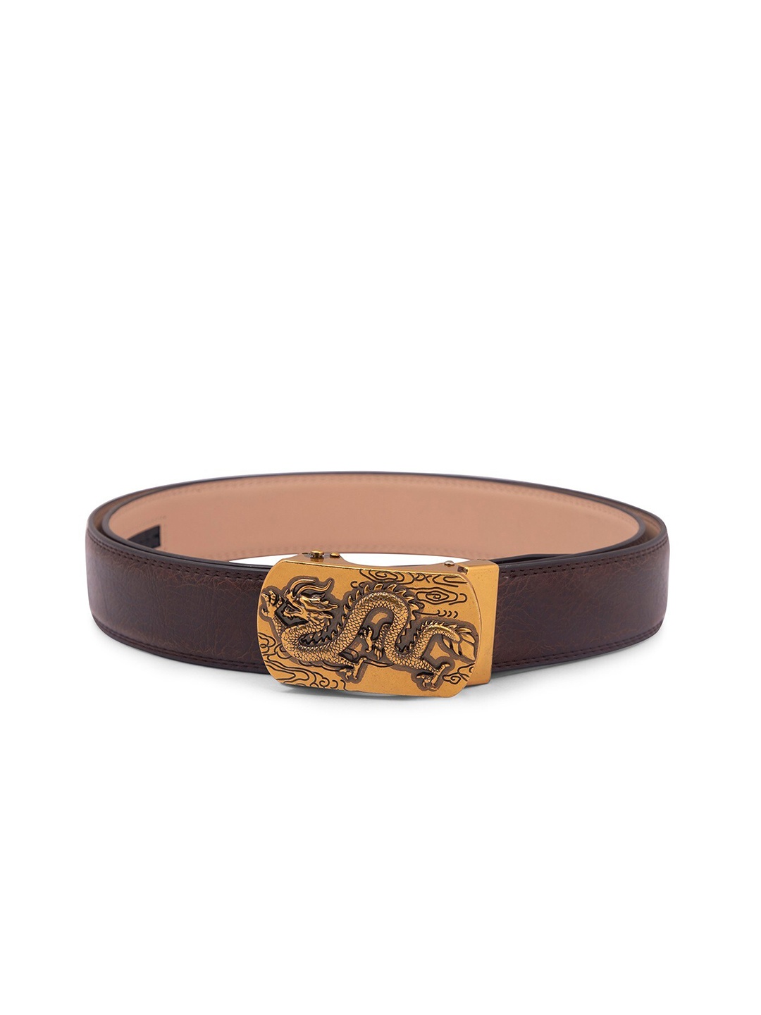 BANGE Men Brown & Gold-Toned Textured Genuine Leather Belt & Flying Dragon Design Buckle
BANGE Men Brown & Gold-Toned Textured Genuine Leather Belt & Flying Dragon Design Buckle