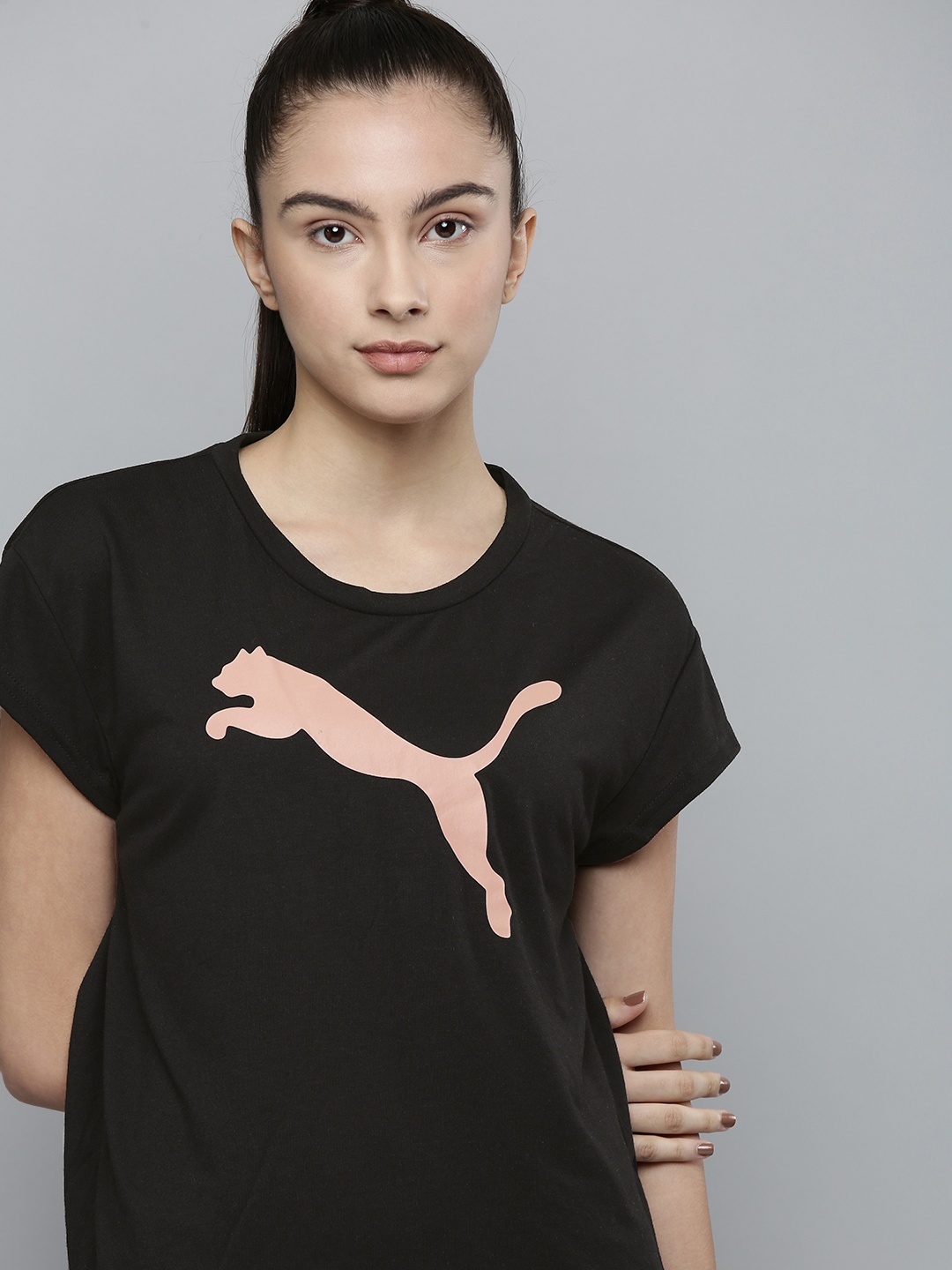 Puma Women Black Brand Logo T-shirt