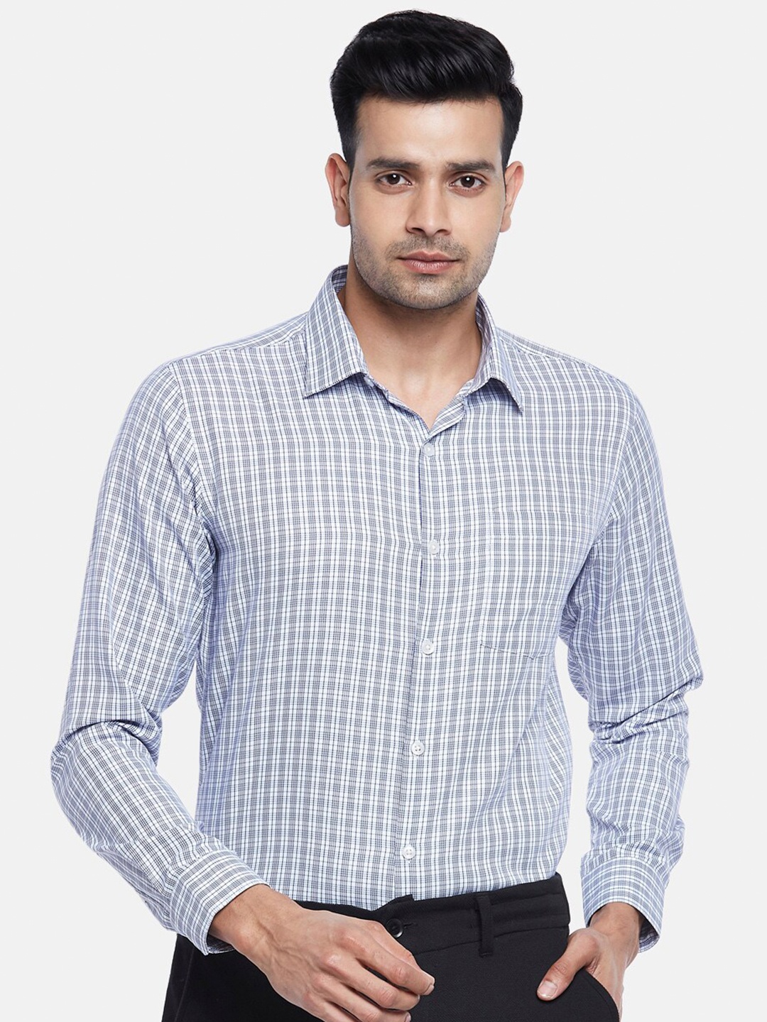 BYFORD by Pantaloons Men Faded Blue Slim Fit Grid Tattersall Checks Opaque Formal Shirt
BYFORD by Pantaloons Men Faded Blue Slim Fit Grid Tattersall Checks Opaque Formal Shirt