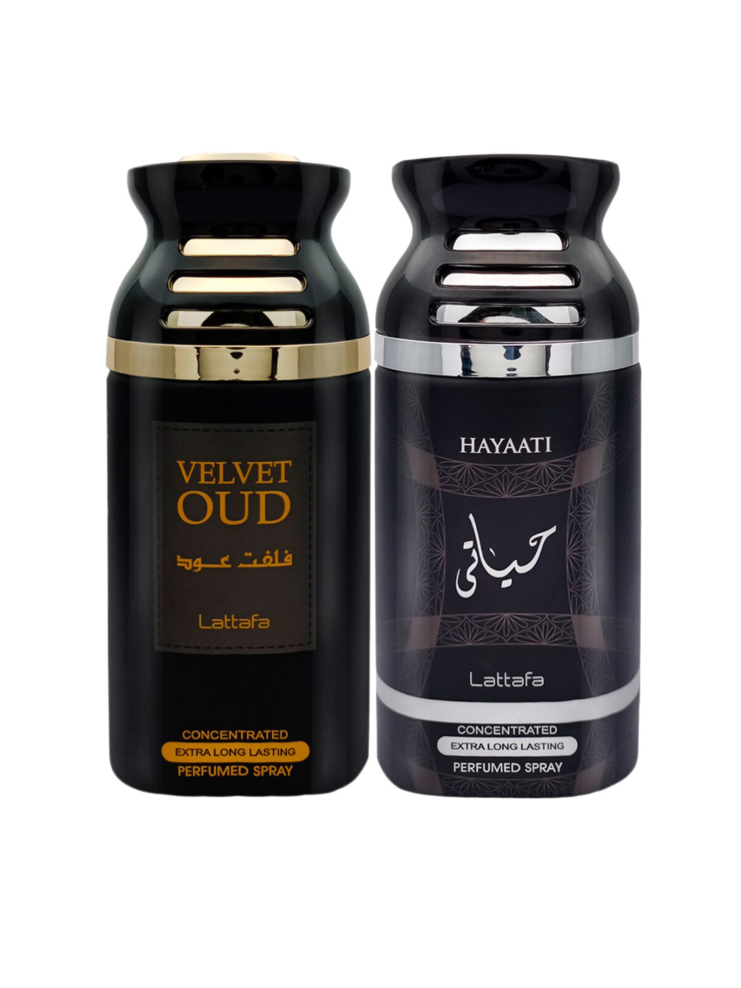 Lattafa Pack of 2 Velvet Oud & Hayaati Perfumed Body Spray-250ml Each, Black
Lattafa Pack of 2 Velvet Oud & Hayaati Perfumed Body Spray-250ml Each, Black
