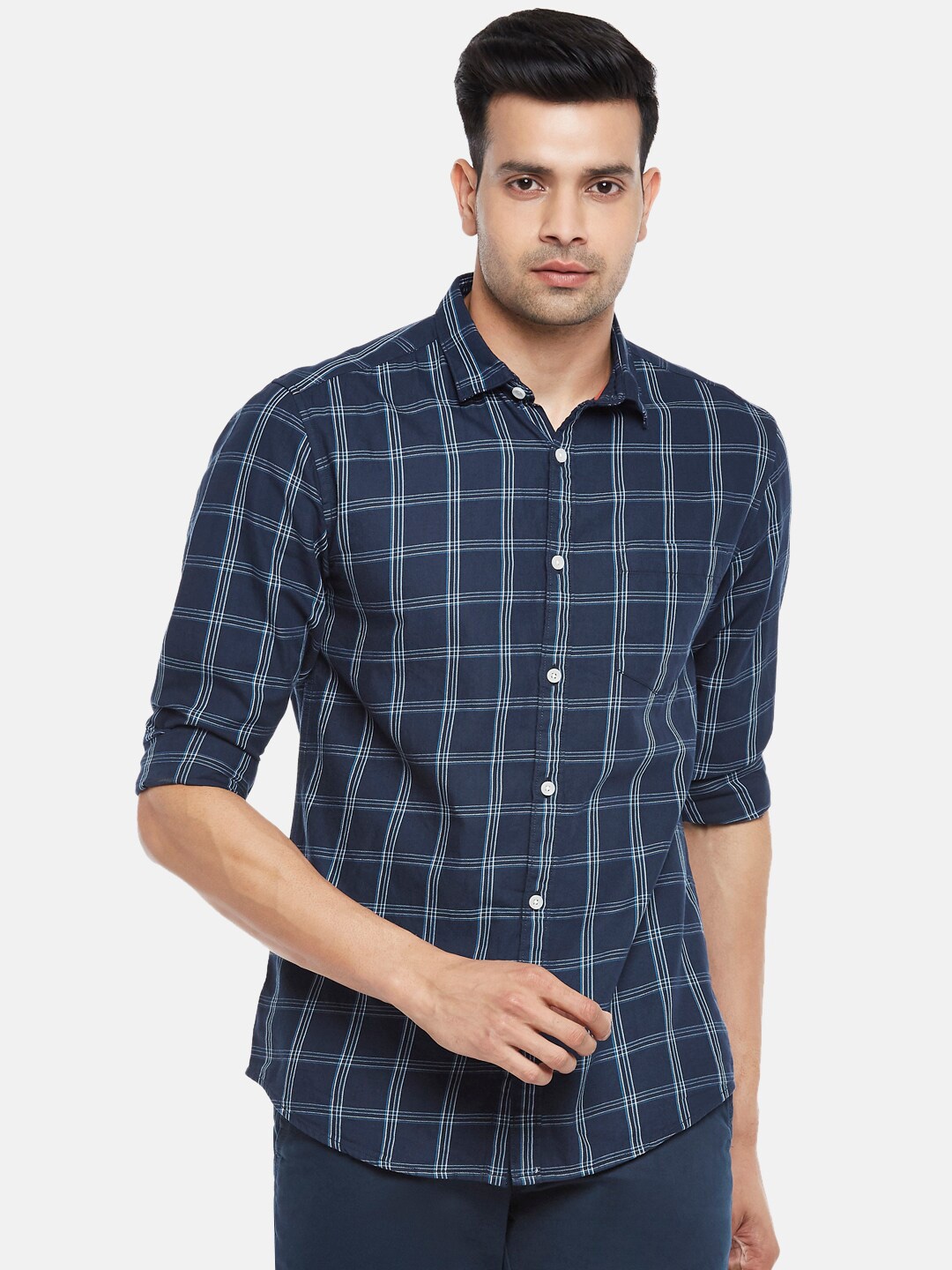 Urban Ranger by pantaloons Men Navy Blue & White Slim Fit Checked Pure Cotton Casual Shirt
Urban Ranger by pantaloons Men Navy Blue & White Slim Fit Checked Pure Cotton Casual Shirt