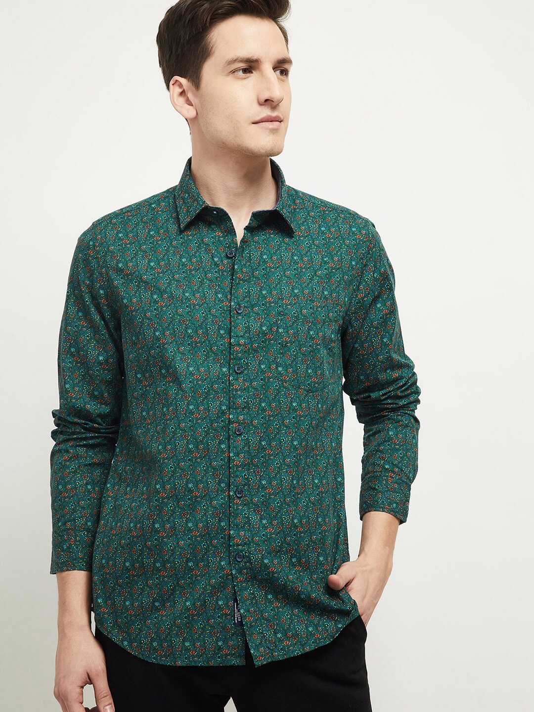 max Men Green Regular Fit Floral Opaque Printed Cotton Casual Shirt with Chest Pocket
max Men Green Regular Fit Floral Opaque Printed Cotton Casual Shirt with Chest Pocket